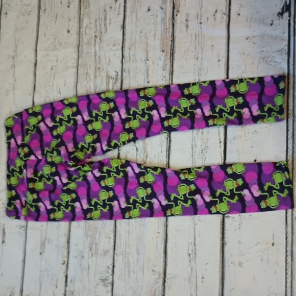 Lularoe Purple Green Kermit The Frog Leggings OS - Picture 7 of 7